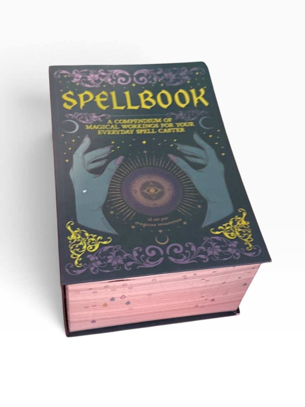 Spellbook Fake Book Storage Box – Halloween/Gothic Decor – 7.5” x 5” x 4”